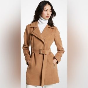 Michael Kors Wool Belted Jacket Coat Camel Size Large